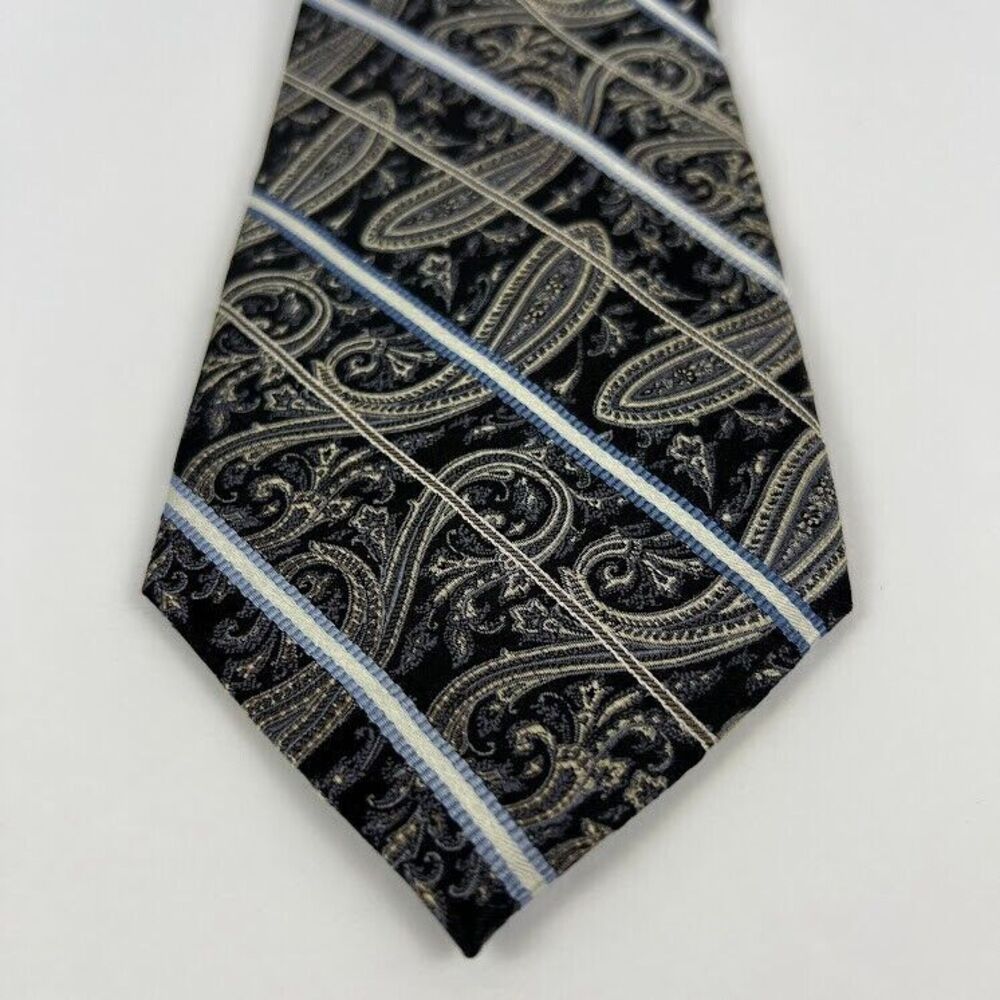 Pronto Uomo Premium‎ Paisley Striped Silk Pointed Classic Necktie Tie